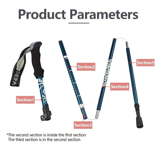 Collapsible Lightweight Trekking Poles for hiking - for men & for women Walking Sticks