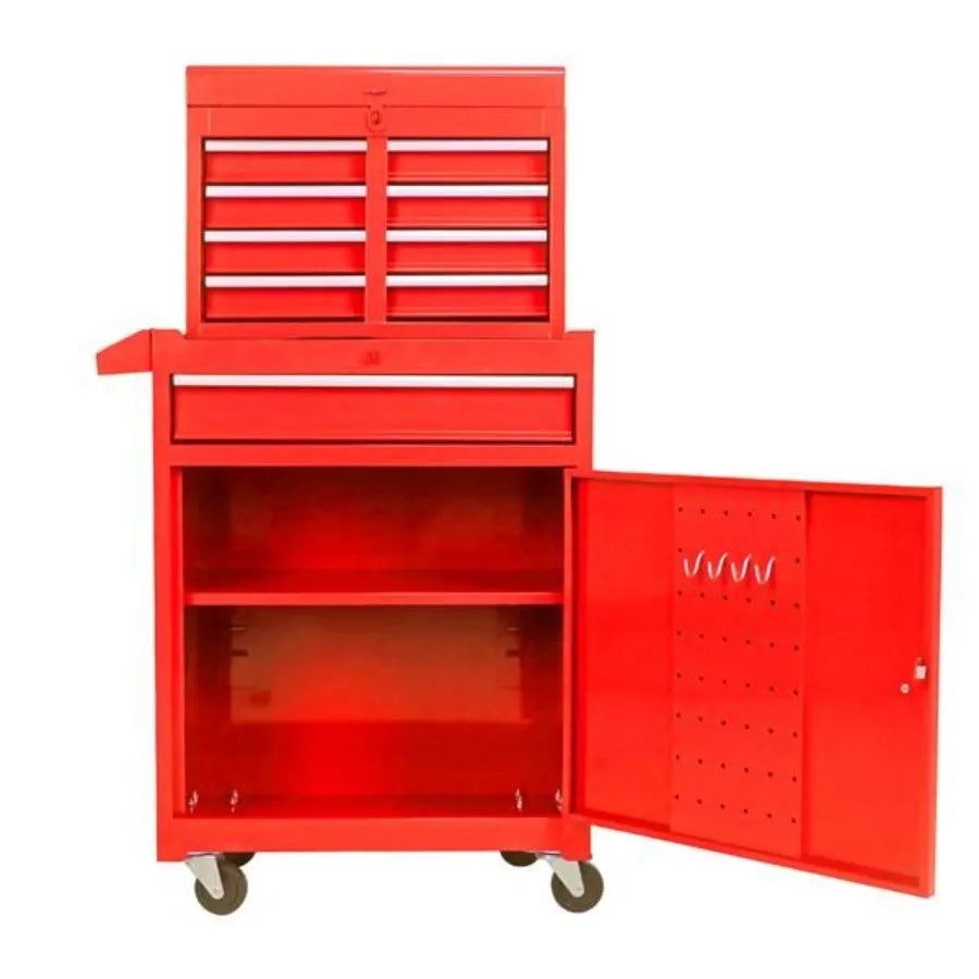 Detachable 5 Drawer Tool Chest with Bm Cabinet and One Adjustable ShelfRed