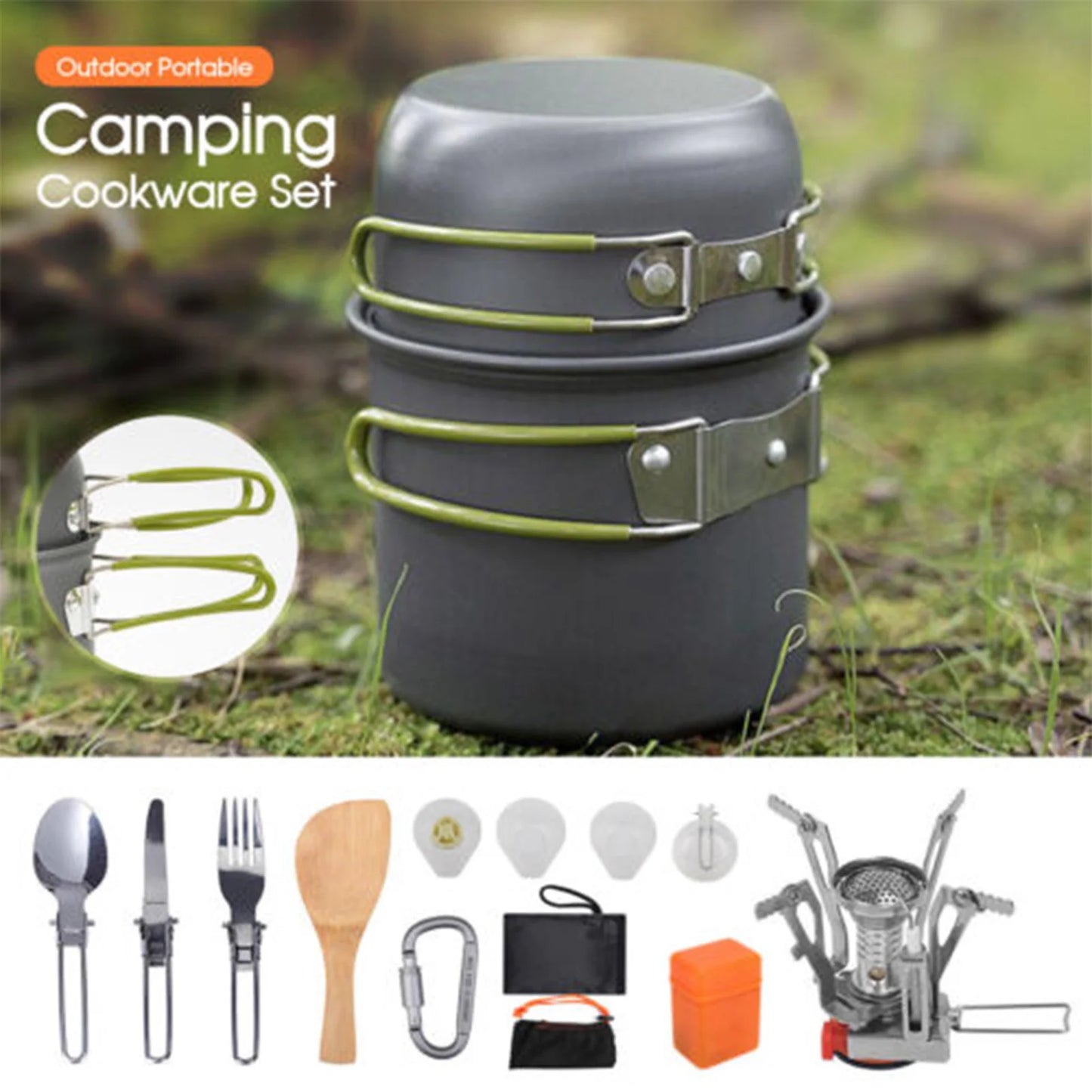 Outdoor Tableware Camp Cooking Set Portable Cook Gear Aluminum Alloy Cookware Sets etc kit for Camping Lovers