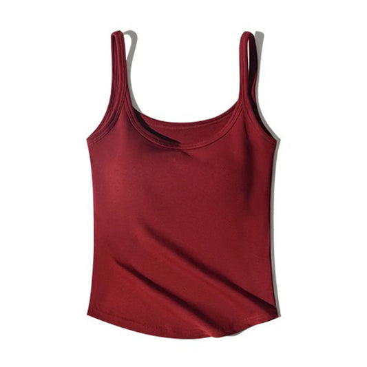 DéBardeur Femme Traf Women'S Solid Color Vest Without Wires Padded Round Neck Bottoming Tops For Woman Top Mujer Elegante
