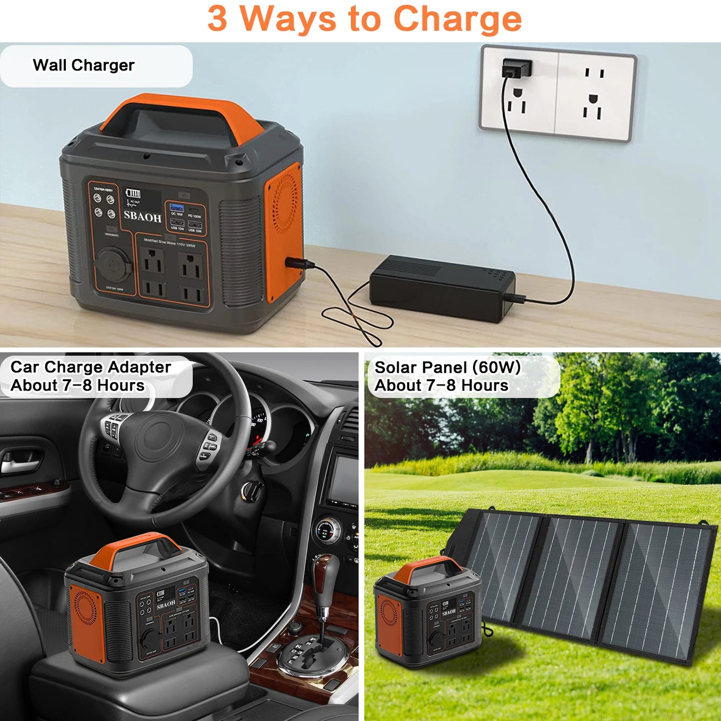 Portable Power Station, 300W 296Wh Solar Generator Quick Charge / 110V AC Outlets/DC Ports