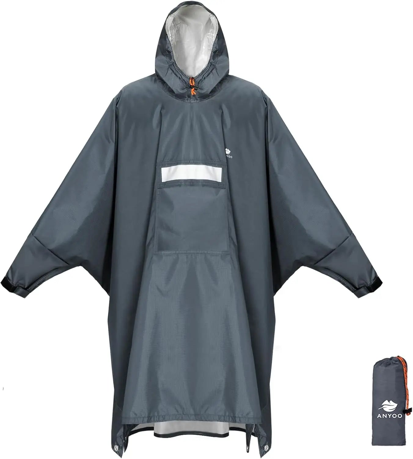 Hooded Rain Poncho for Adults Waterproof Lightweight Rain Coat for Men Women Reusable Rain Jacket for Emergency Outdoor