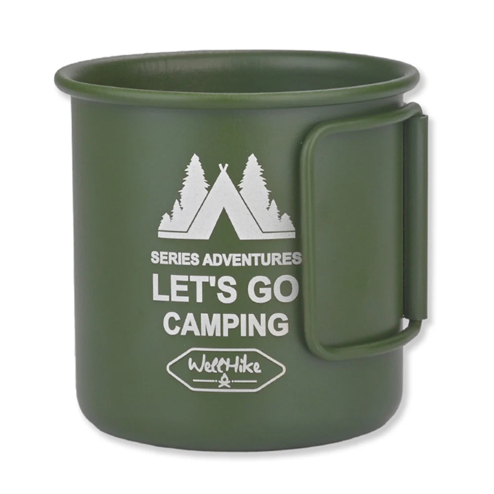 Lightweight 300ML Aluminum Alloy Camping Water Cup with Foldable Handle for Hiking and Outdoor Travel