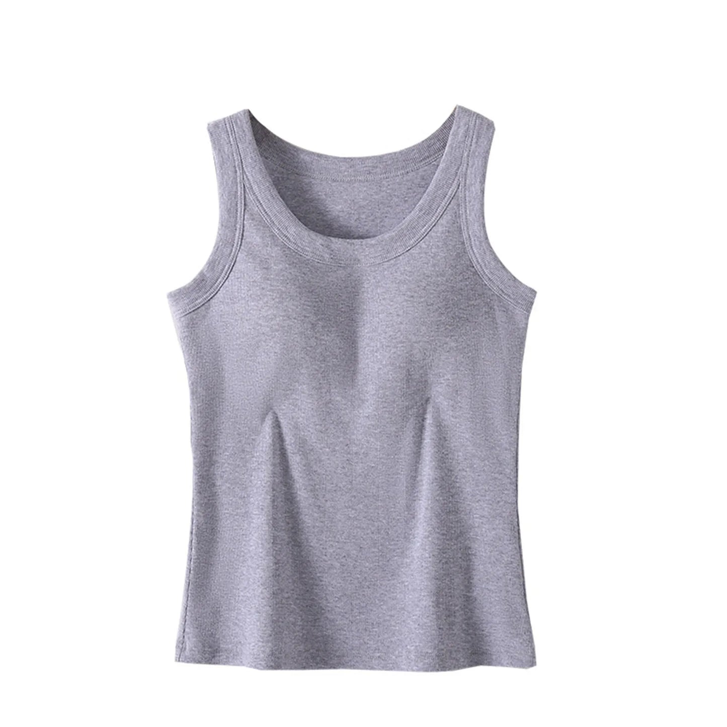 DéBardeur Femme Traf Women'S Solid Color Vest Without Wires Padded Round Neck Bottoming Tops Woman 2025 Top Mujer Elegante