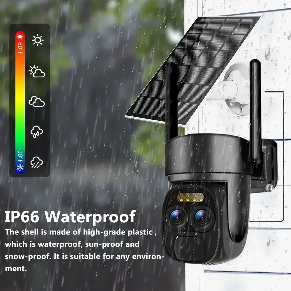 4K Wireless Outdoor PTZ Solar IP Security Camera 10X Zoom 8MP Dual Lens WiFi CCTV