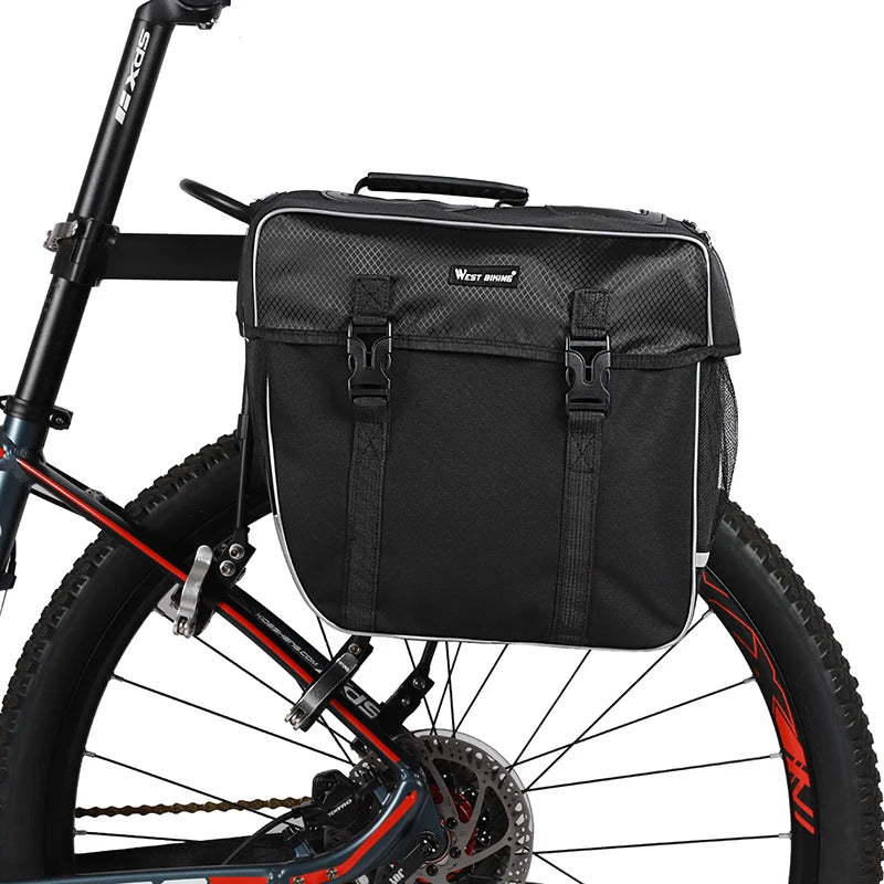 WEST BIKING Bicycle Bag 28L Multifunctional Saddle Bag Waterproof MTB Bike Rack Bag Travel 2 In 1 Big Capacity Bicycle Rear Bag