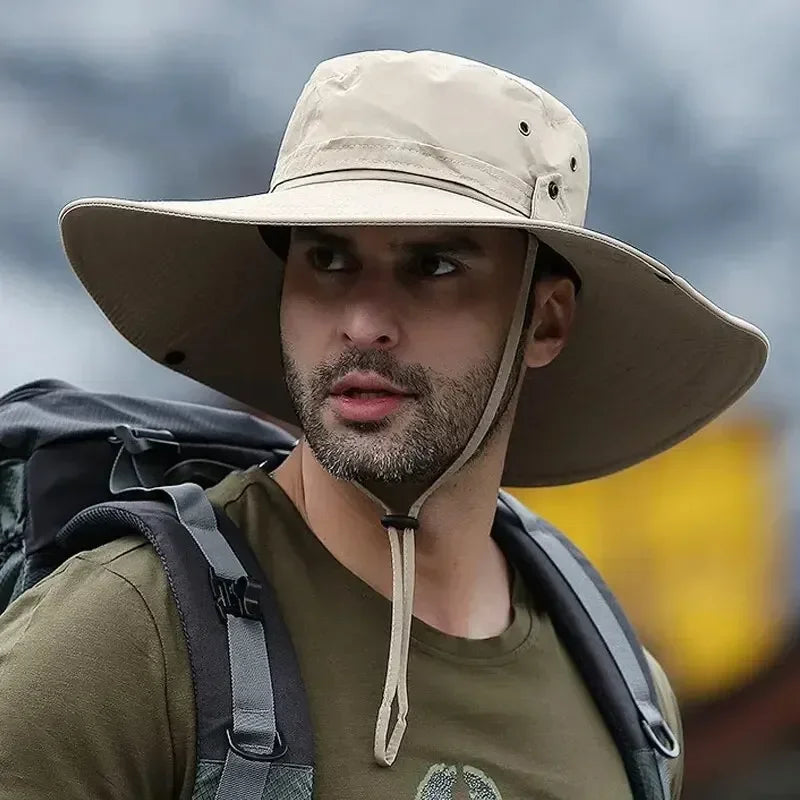 New Sun Protection Fishing Hat Summer Breathable Mesh Camping Hiking Cap Anti UV Sun Hat Mountaineering Men's Panama Hat