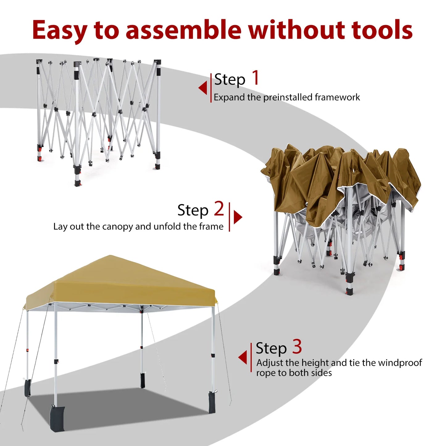 10x10ft Center Locking Canopy Tent, Portable Outdoor Canopy Tent, Height Adjustable Straight Legs, Waterproof and UV Protection