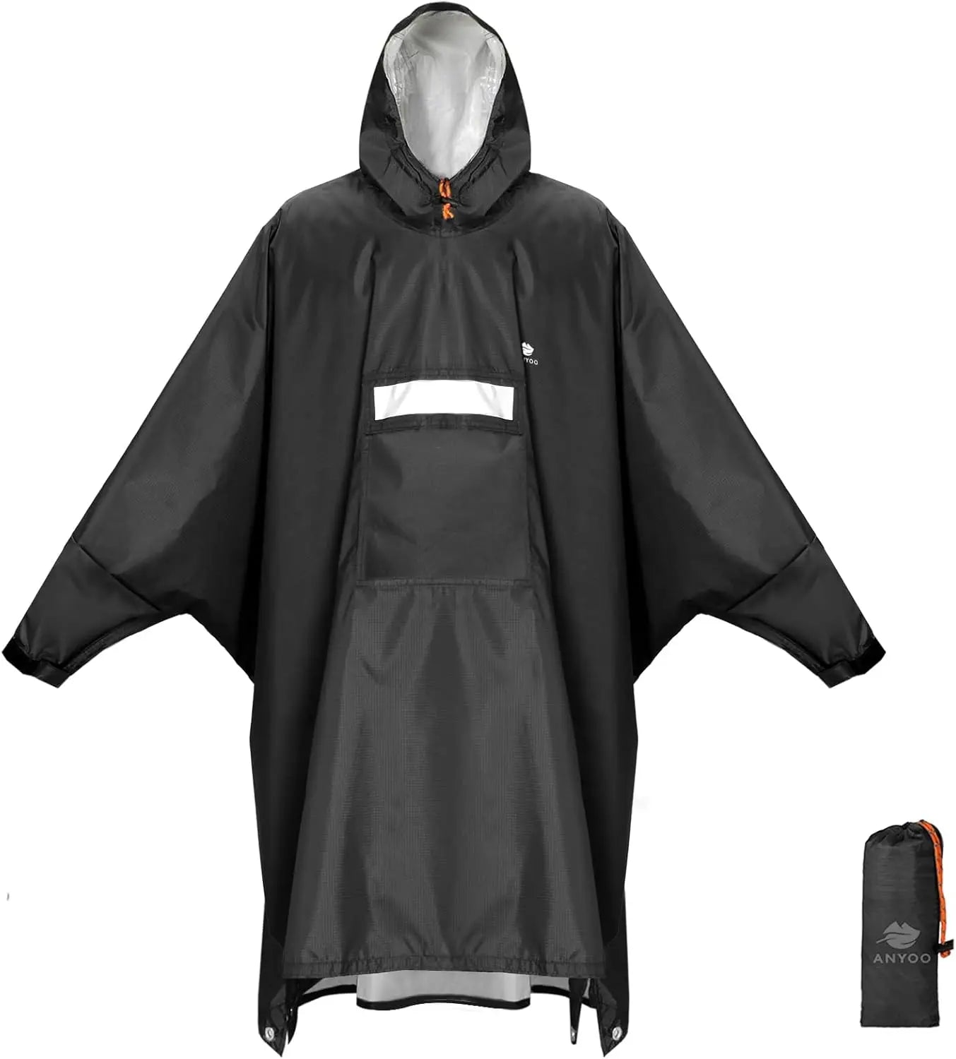 Hooded Rain Poncho for Adults Waterproof Lightweight Rain Coat for Men Women Reusable Rain Jacket for Emergency Outdoor