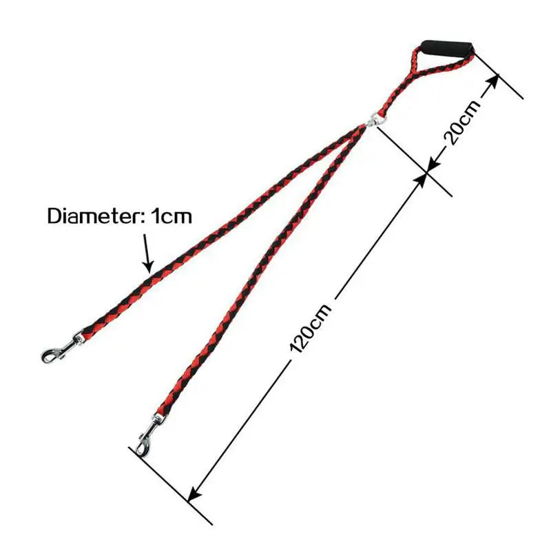 1.4m Pet Double Leash 2 Way Couplers Dog Leash Rope Elastic Extended Pet Leash Belts