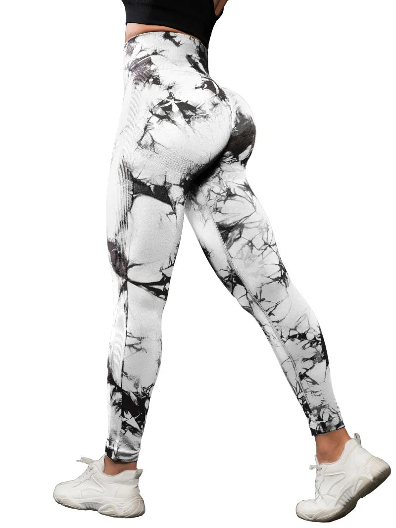 3 Piece Workout Leggings Sets for Women High Waisted Tie Dye
