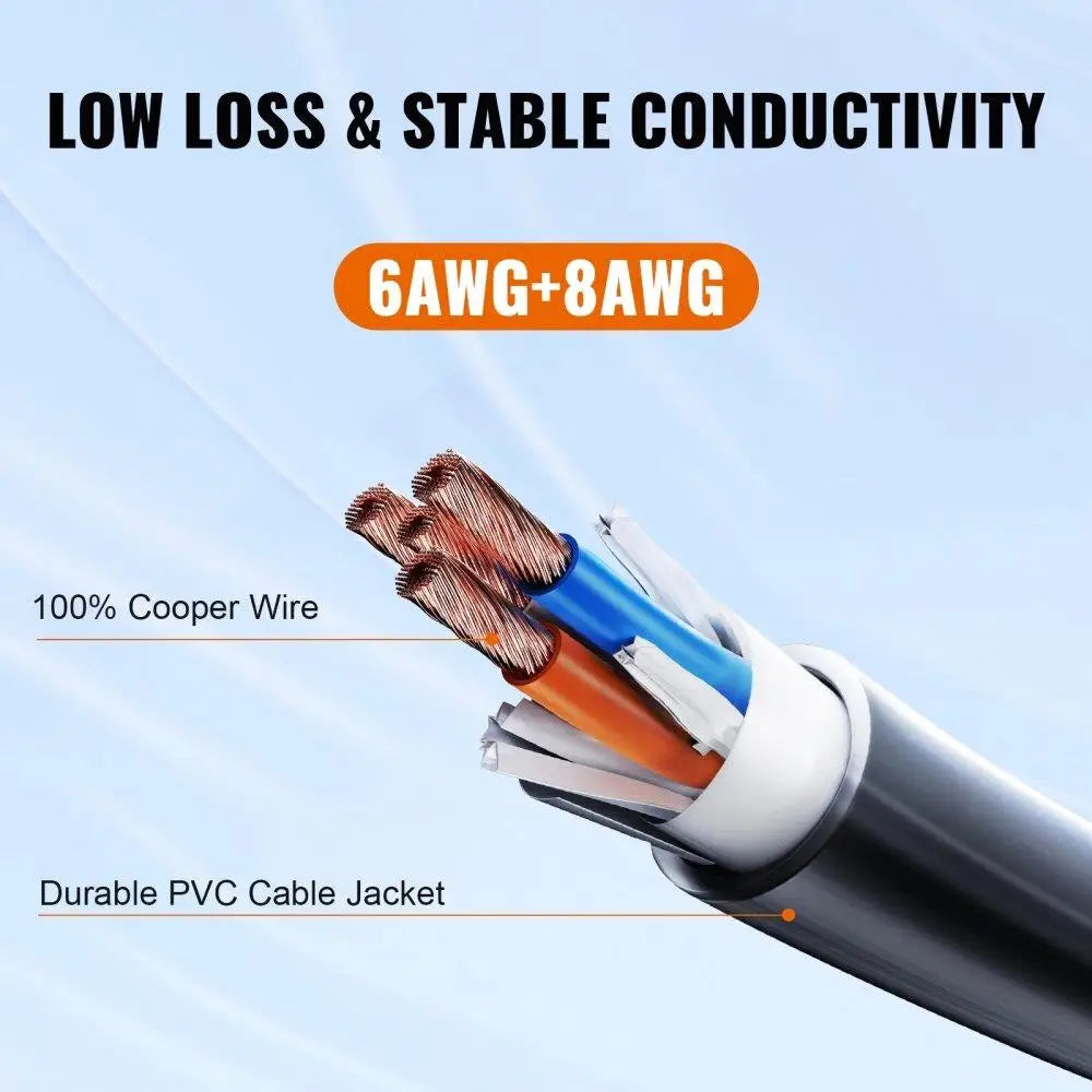 15 Ft RV Extension Cord 50 Amp Heavy Duty STW RV Power Cord NEMA 14-50R Female NEMA 14-50P Male Plug with LED