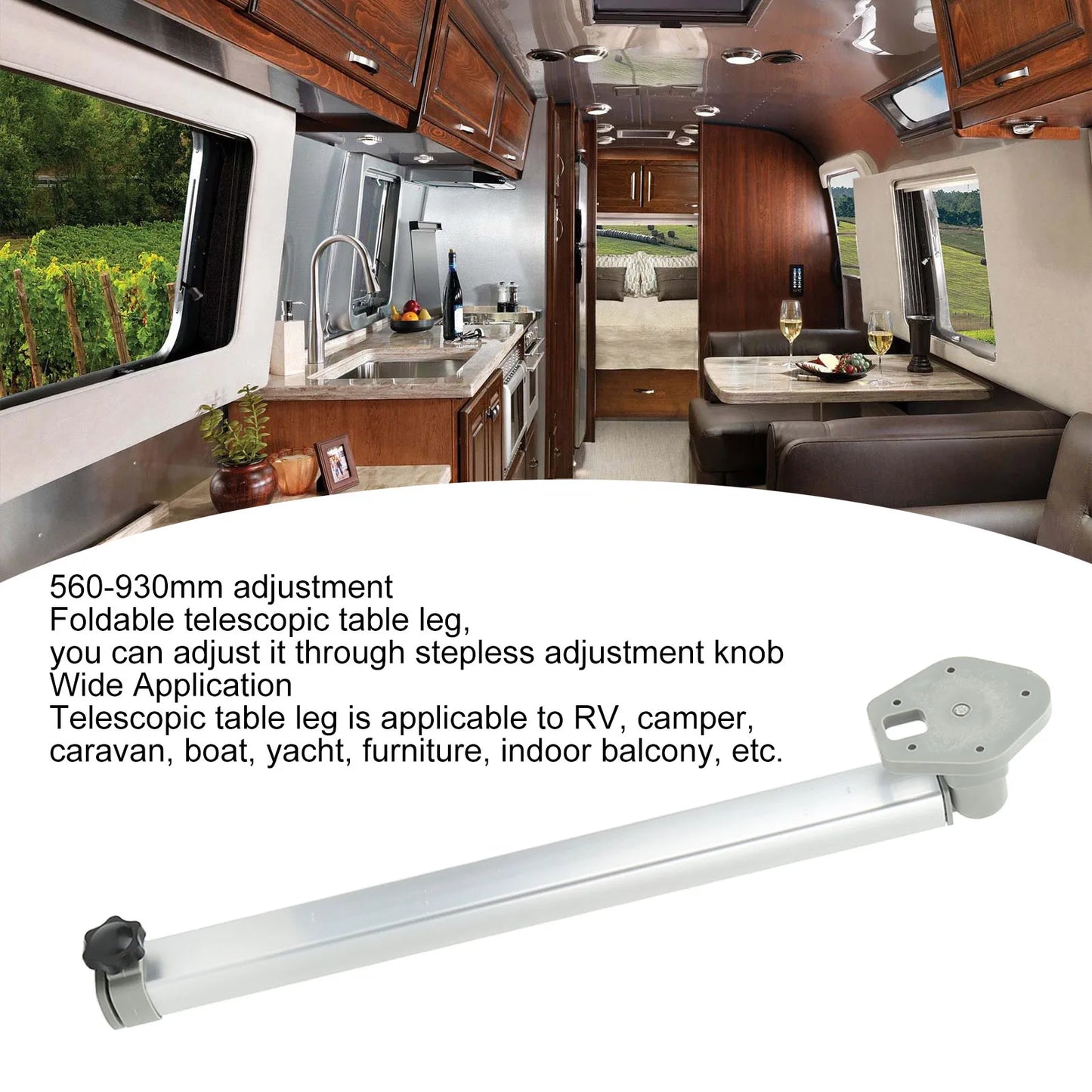 Folding Table Leg 560 to 930mm Aluminum Alloy Telescopic Desk Stand for RV Campers Caravans Boat Folding Table Leg
