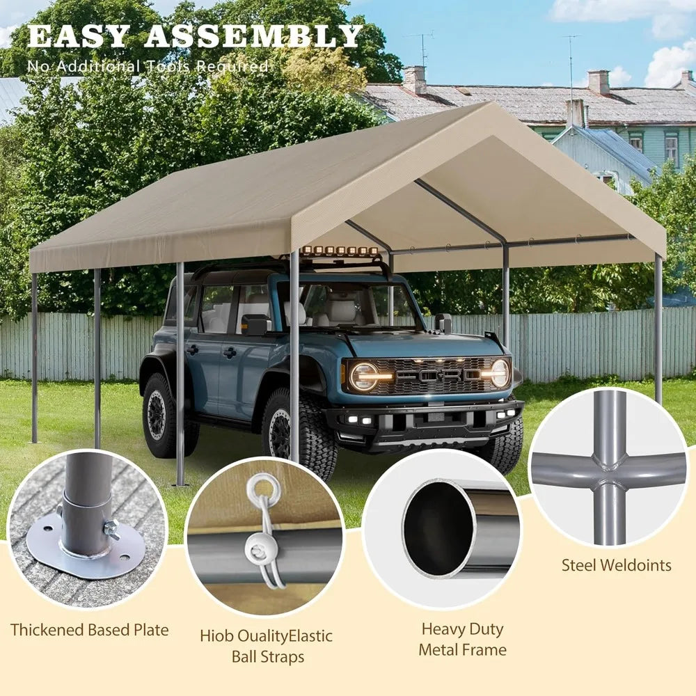 10x20 FT Carport Heavy Duty Portable Garage, Upgraded Car Canopy Shelter Patry Tent with Steel Frame for SUV, Car, Truck and Tra
