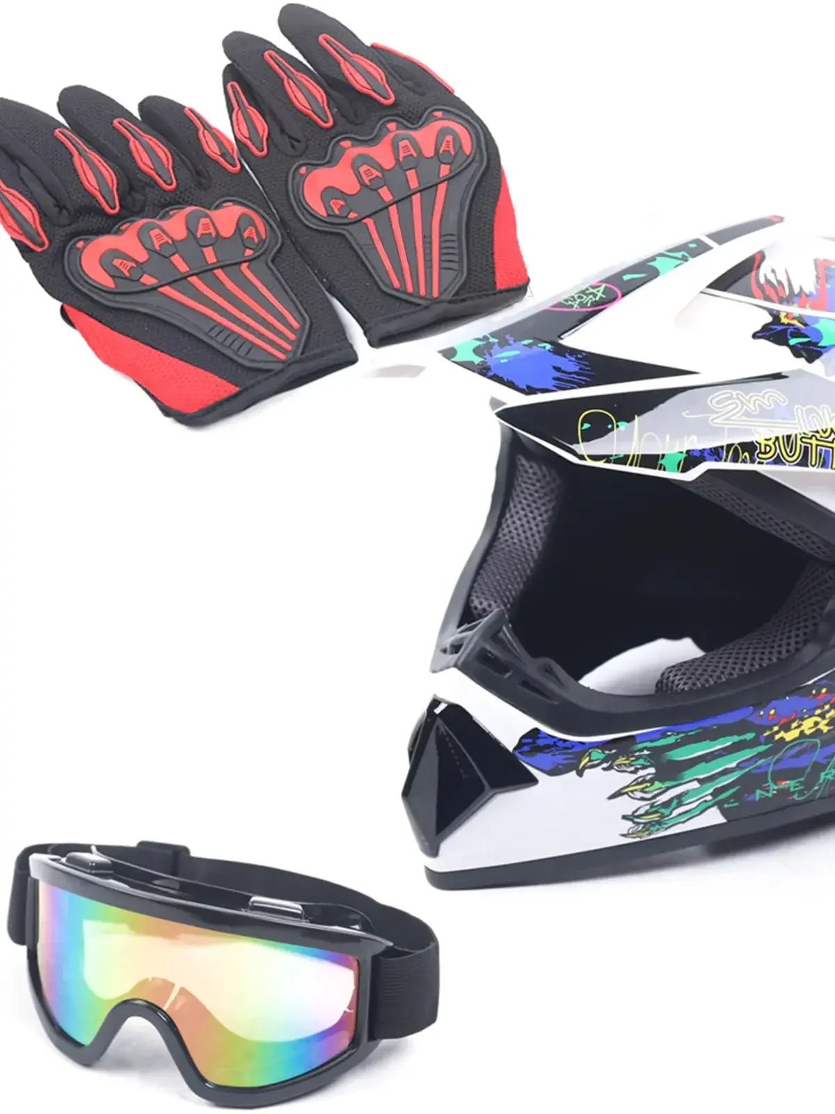 Well Vented Unisex Motocross Helmet DOT Certified For ATV MX BMX Dirt Bike Racing Off Road Impact Resistance