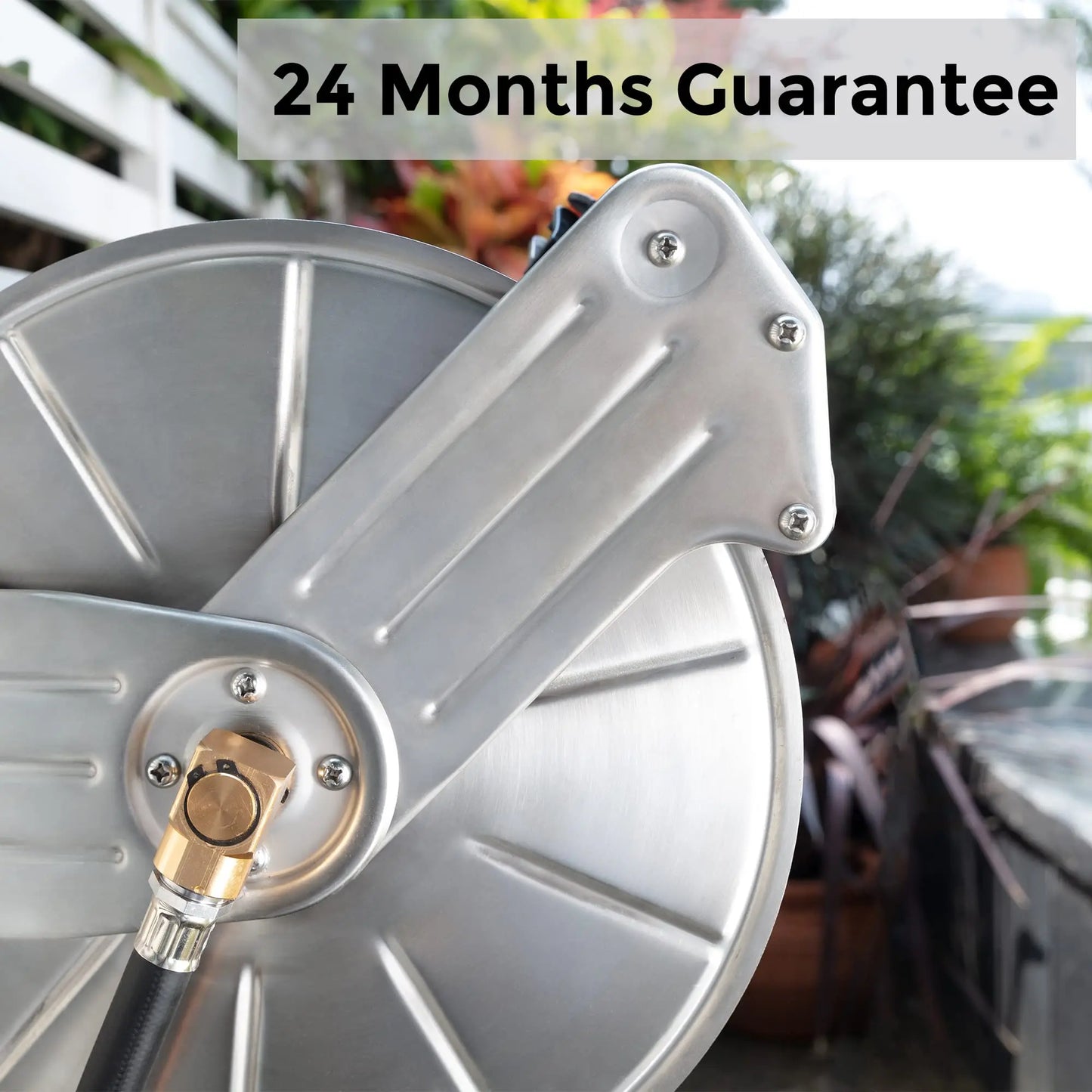 Giraffe Tools Stainless Steel Garden Hose Reel Heavy Duty, Wall/Floor Mounted Metal Water Hose Reel