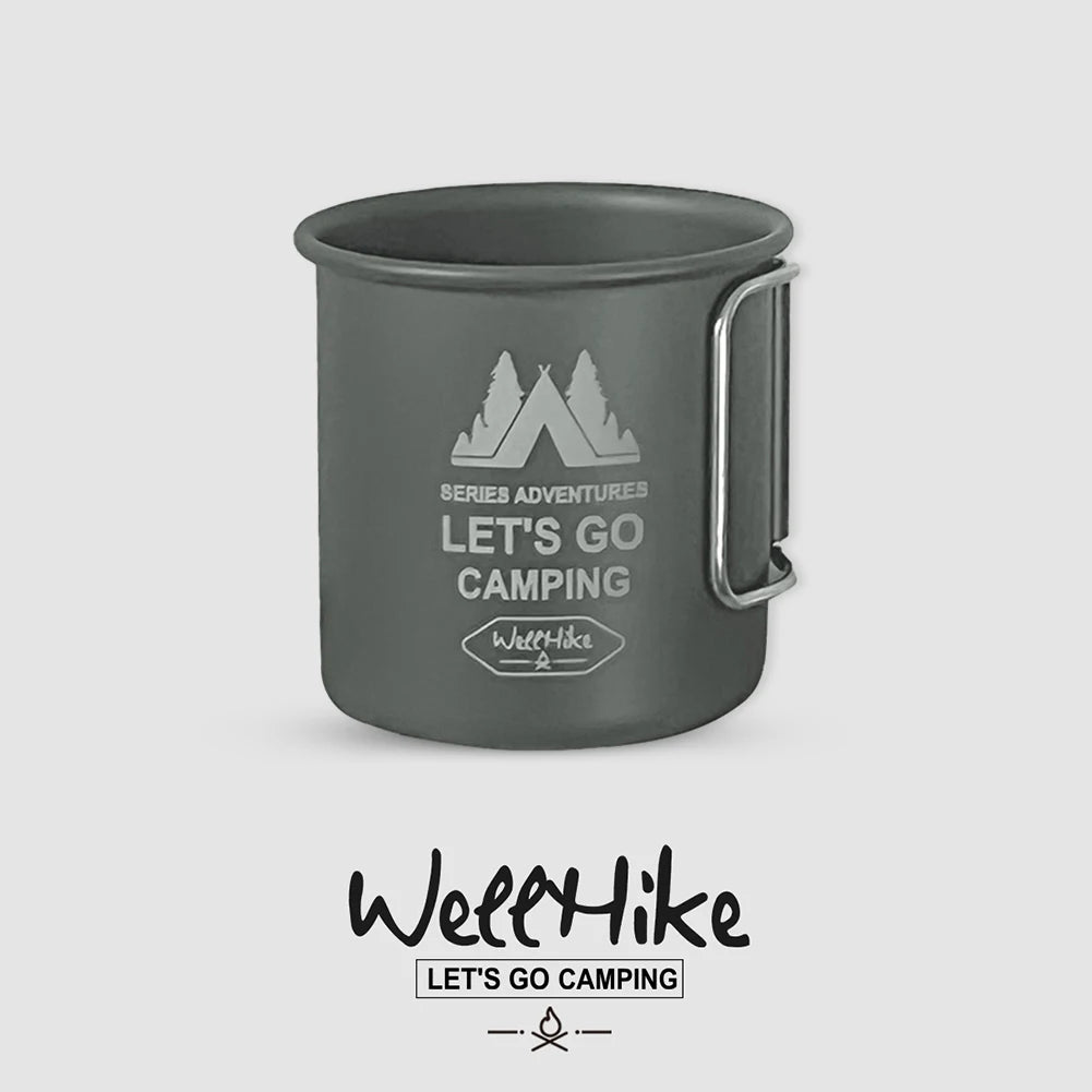 Lightweight 300ML Aluminum Alloy Camping Water Cup with Foldable Handle for Hiking and Outdoor Travel