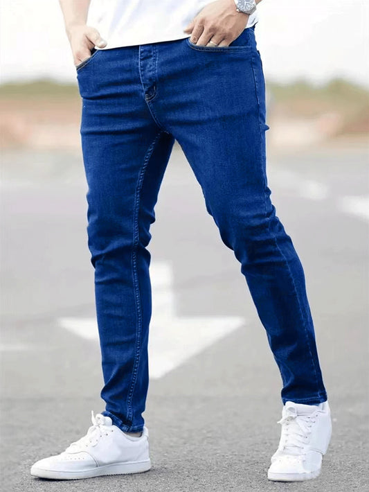 Jeans Men's Four Seasons Straight Pants Men's New Style Slim-Fitting Loose Business Denim Casual Pants Bullet-Light Style Work S