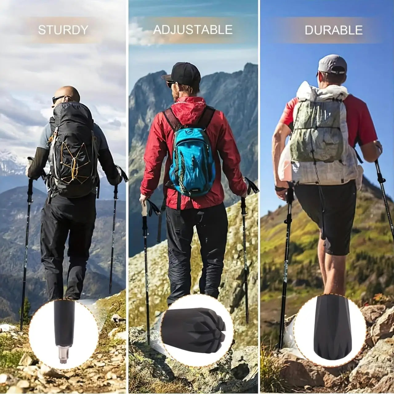 Collapsible Lightweight Trekking Poles for hiking - for men & for women Walking Sticks