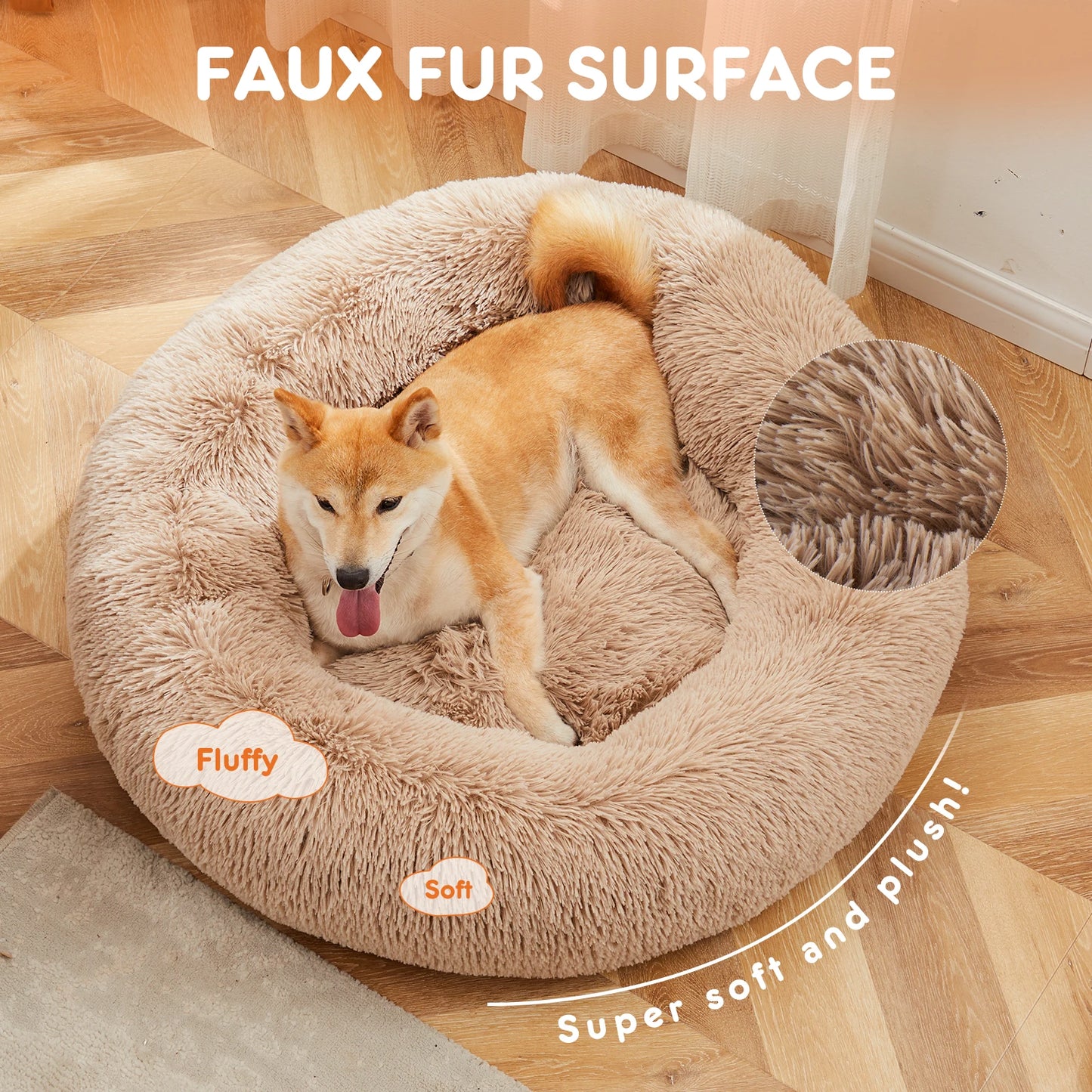 Calming Dog Bed for Medium to Large Dogs Washable Large Pet Bed Anti-Slip