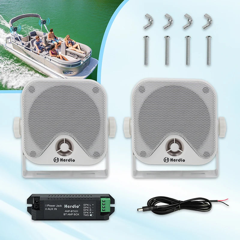 4'' 100W Heavy Duty Waterproof Boat Marine Bluetooth Speakers Surface Mounted For Camper