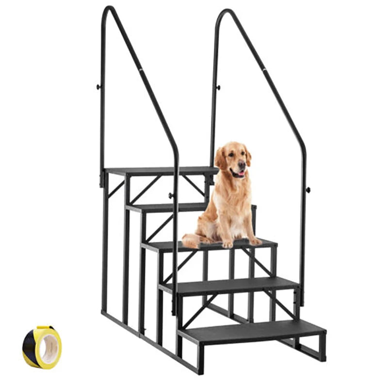 RV Steps 4/5-Step RV Stairs 660LBS with 2 Handrail Steel Mobile Stairs