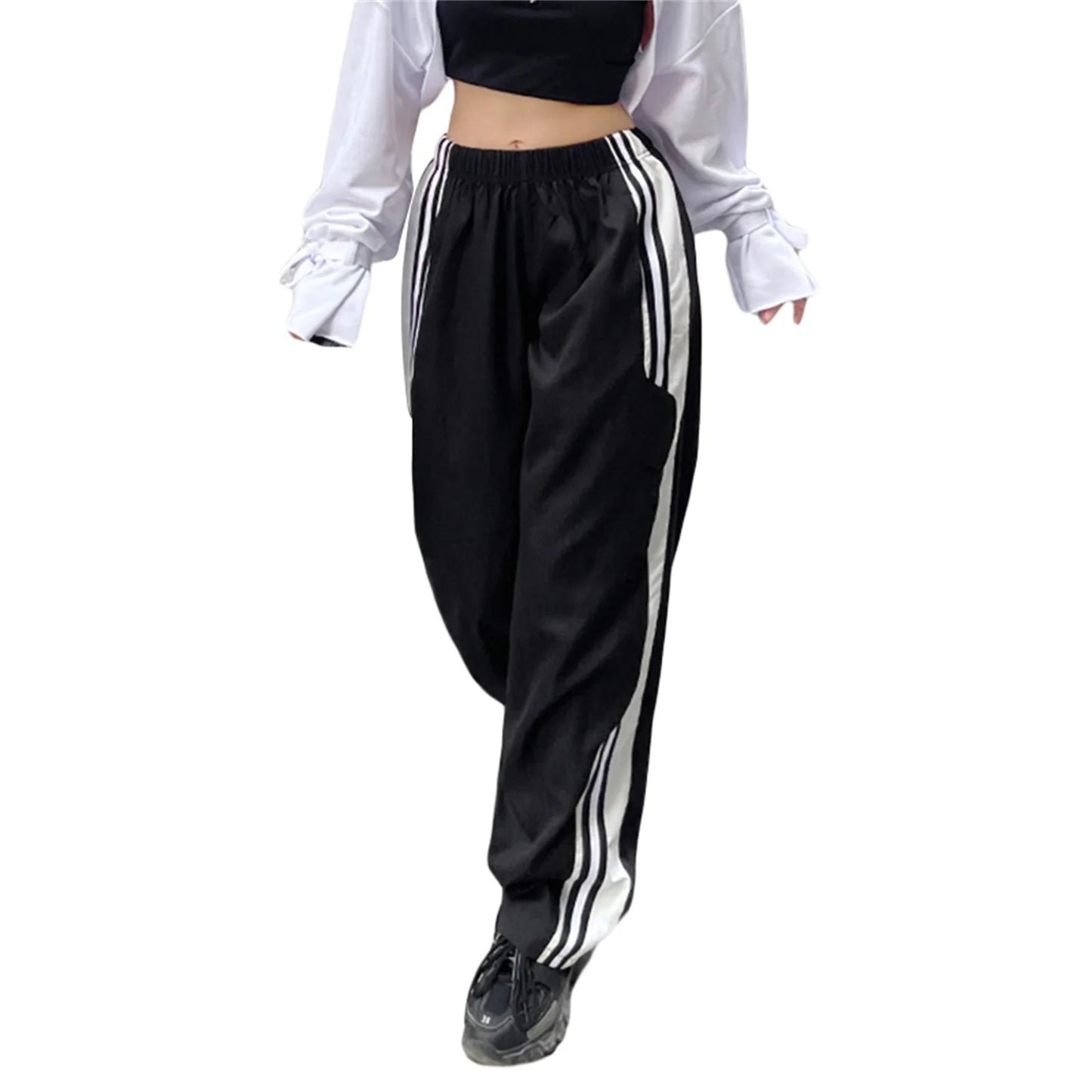 Women s High Waist Yoga Leggings with Hidden Pockets Tummy Control Workout Running Pants with Side Stripes Stretchy Athletic
