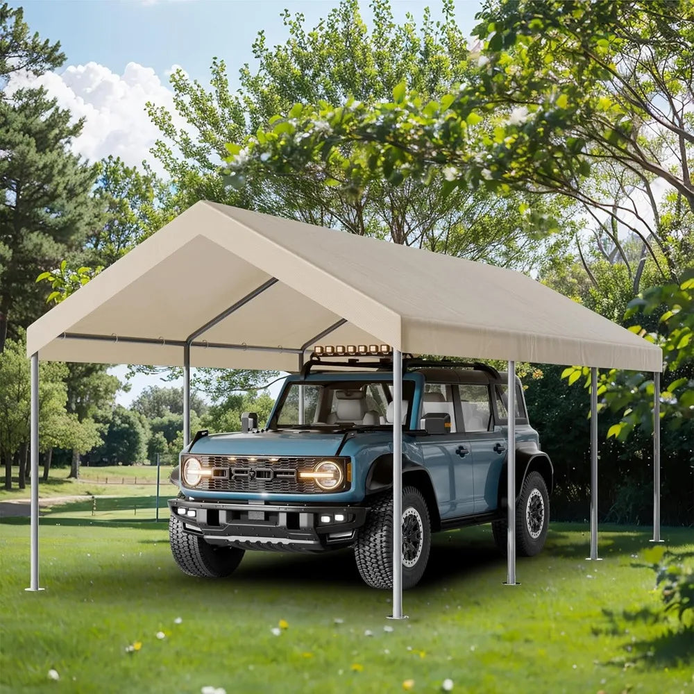 10x20 FT Carport Heavy Duty Portable Garage, Upgraded Car Canopy Shelter Patry Tent with Steel Frame for SUV, Car, Truck and Tra