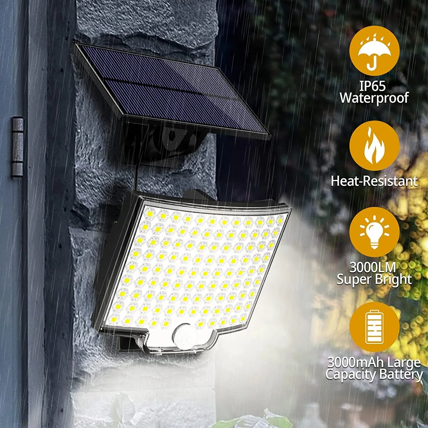 Solar Outdoor Lights - LED Motion Sensor Light with Remote Waterproof Security Flood Light