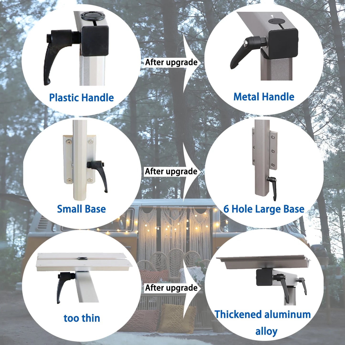 RV table leg design, wall-folding and 360° rotating high-quality aluminum alloy