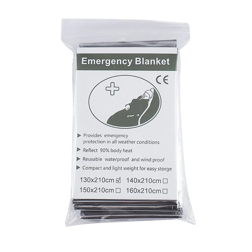 30-10PCS Emergency Thermal Poncho Blanket Lightweight Folding Water Resistant Windproof Sunshade First Aid Camping Mat Pad Cover
