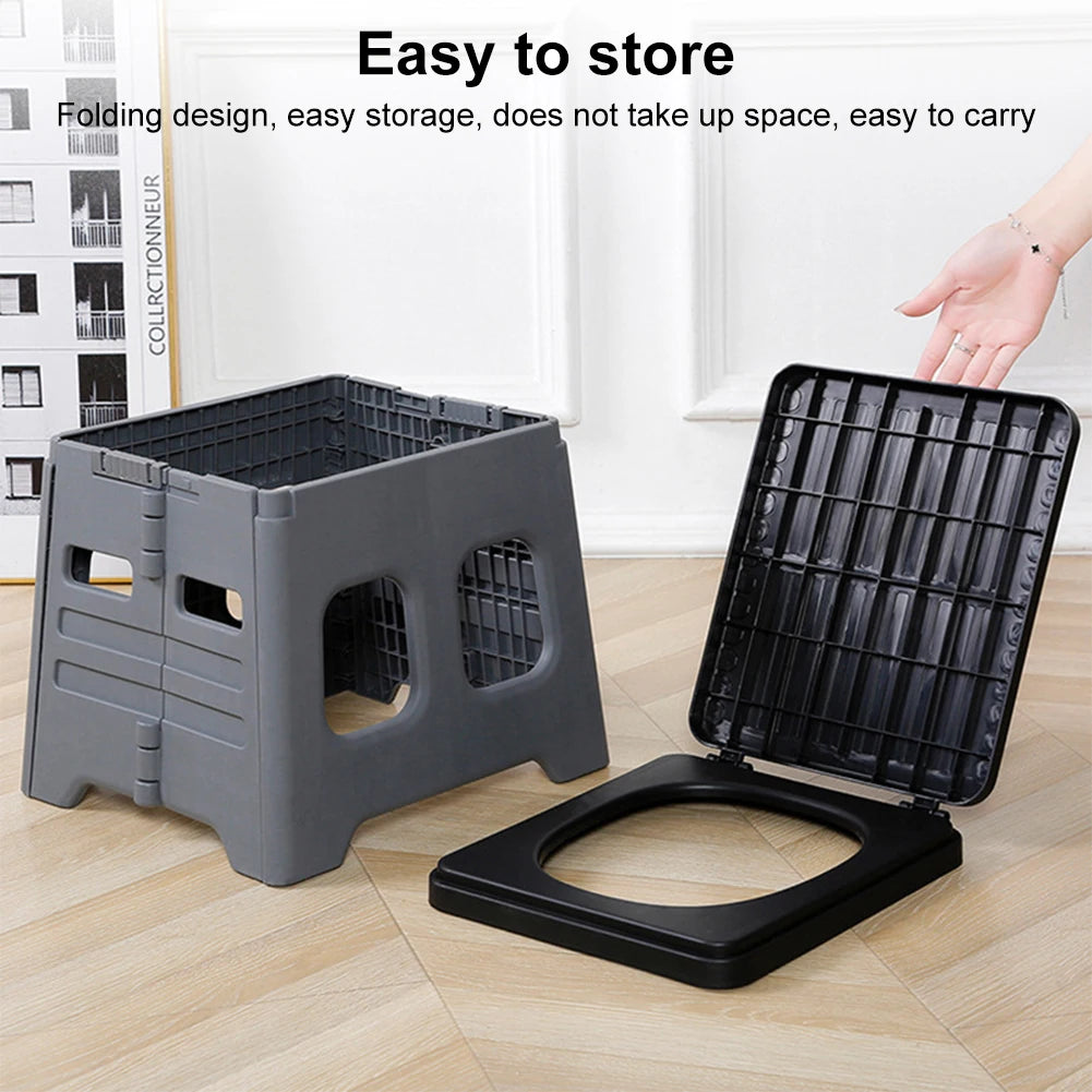 Portable Camping Toilet with Lid Foldable Outdoor Camp Toilet Multifunctional Folding Truck Toilet for Emergencies