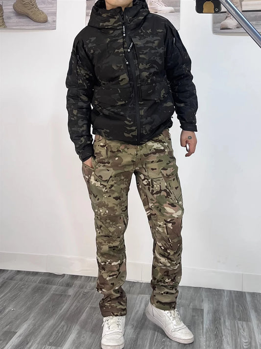 Men Combat Pants With Knee Pads Tactical Cargo Sport Trousers Camouflage Multicam Trekking Hunting Clothes