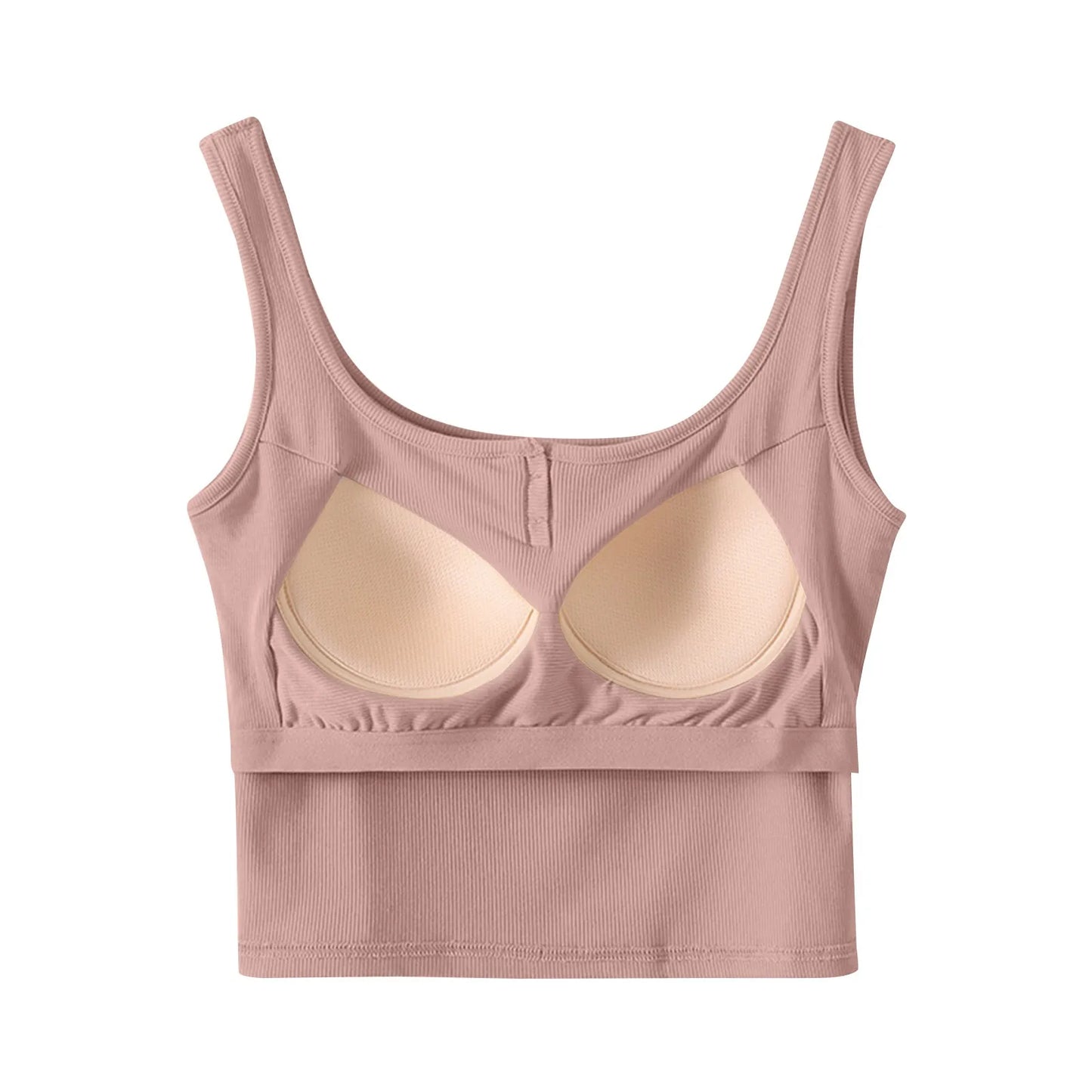 DéBardeur Femme Traf Women'S Solid Color Vest Without Wires Padded Round Neck Bottoming Tops Woman 2025 Sleeveless Tops