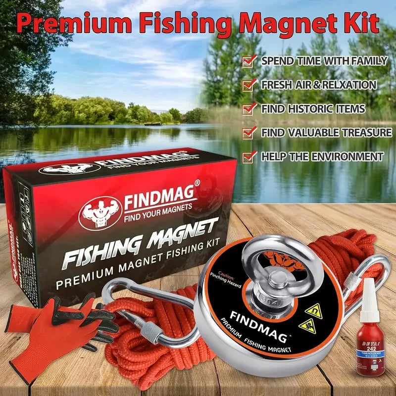 Neodymium Fishing Magnets Kit, Strong Pulling Force Magnet Fishing Kit, Fishing Magnet for Retrieving in River and Magnet Fishi