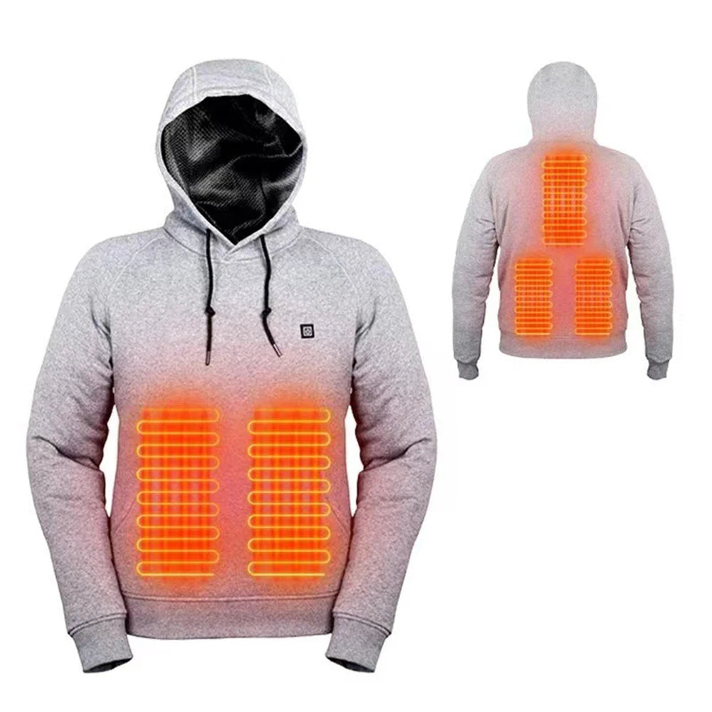 Heating Solid Color Black Hoodies Winter Warm Sweetshirts Windbreak Pullovers Workout Leisure Sportswear Women Men Sweatshirts