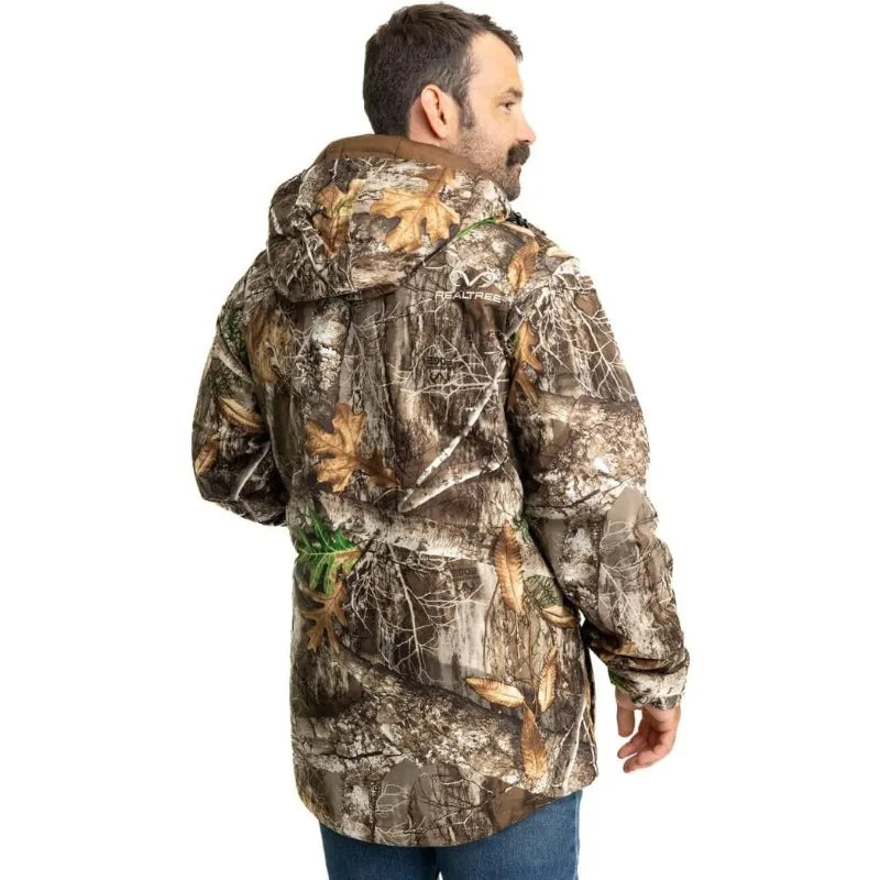 Realtree Men's Edge Timber Max-7 Camo Hunting Insulated Cold Weather Parka Jacket Windproof Mid-weight Super Warm