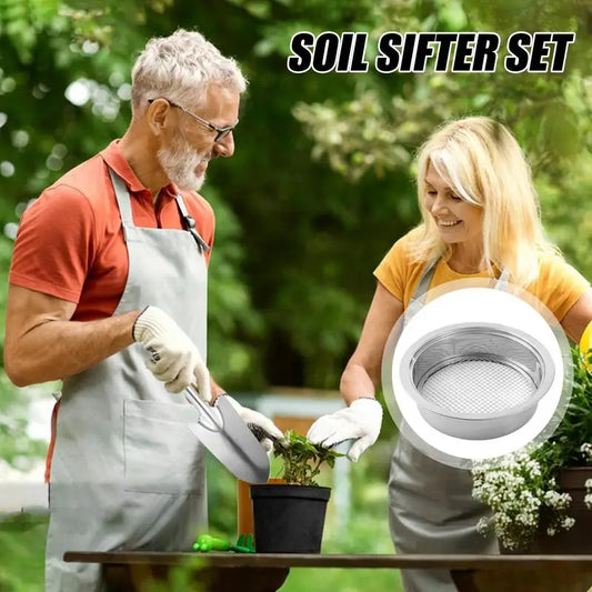 Dirt Sifter Garden Sieve Stainless Steel Pellet Sifter 5 Mesh Screens 1/3/6/9/12mm