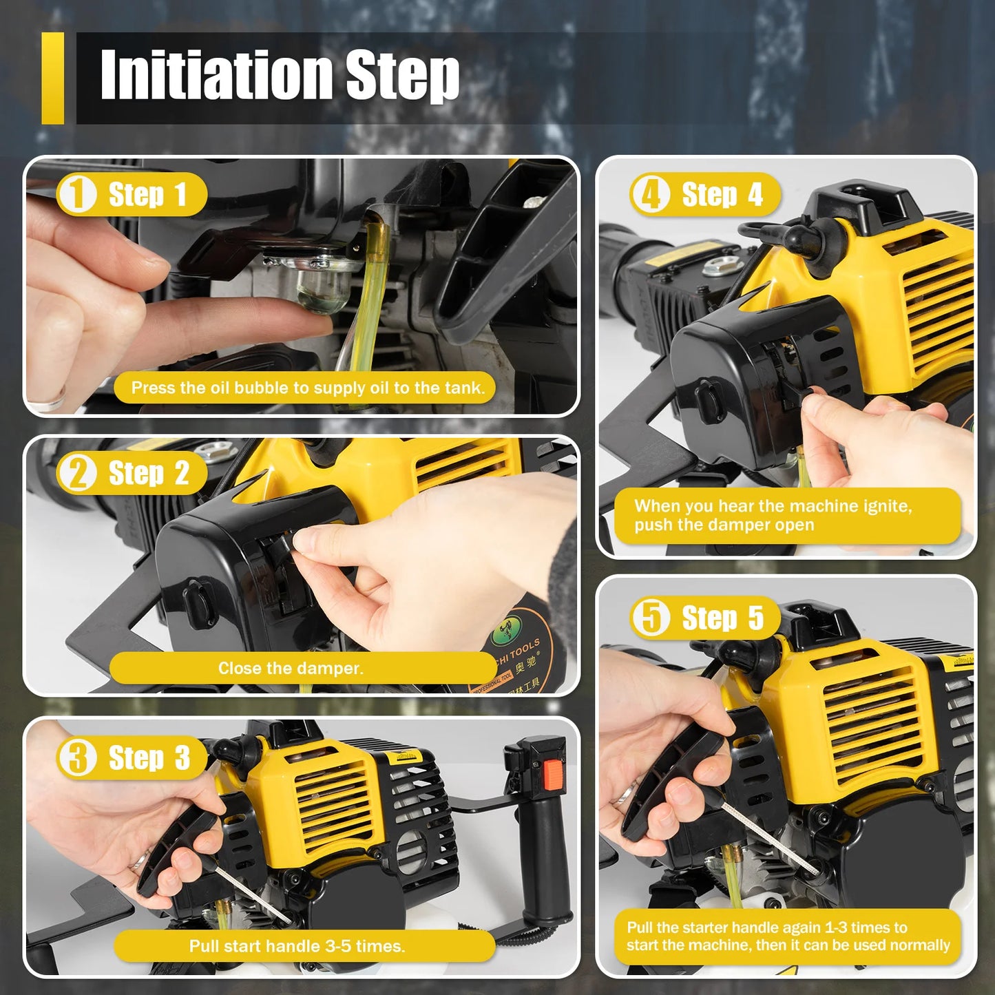 2-Stroke 52cc Portable Garden Tree Digging Machine with Shovel 6500r/min