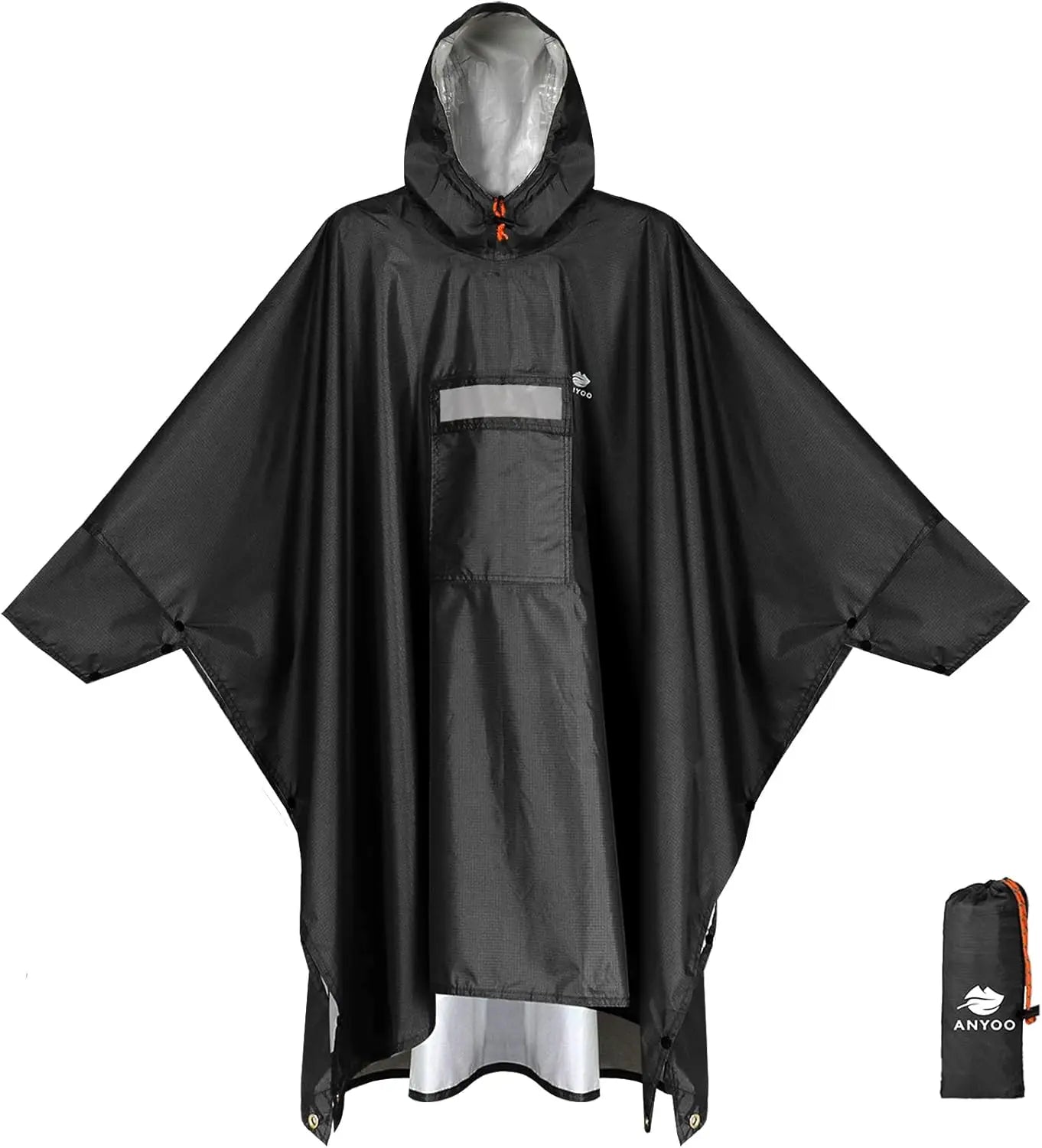 Hooded Rain Poncho for Adults Waterproof Lightweight Rain Coat for Men Women Reusable Rain Jacket for Emergency Outdoor