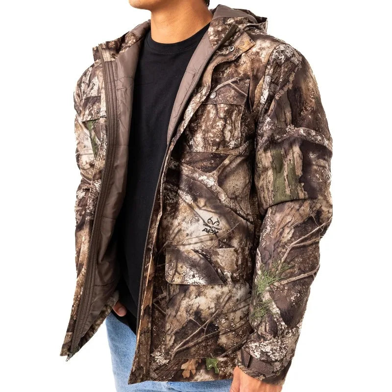 Realtree Men's Edge Timber Max-7 Camo Hunting Insulated Cold Weather Parka Jacket Windproof Mid-weight Super Warm