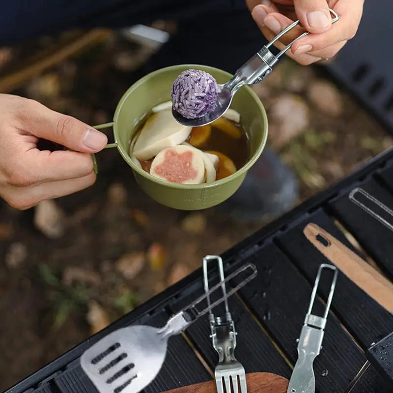 Camping Kitchen Set 11pcs Cooking Utensil Bowls & Forks BBQ Camping Kit