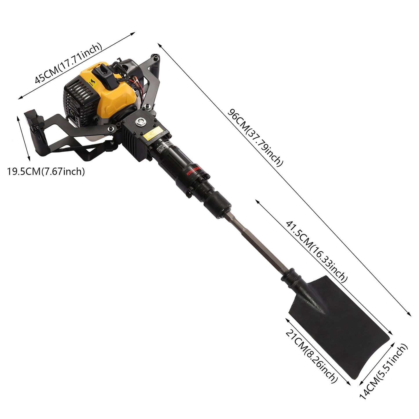 2-Stroke 52cc Portable Garden Tree Digging Machine with Shovel 6500r/min
