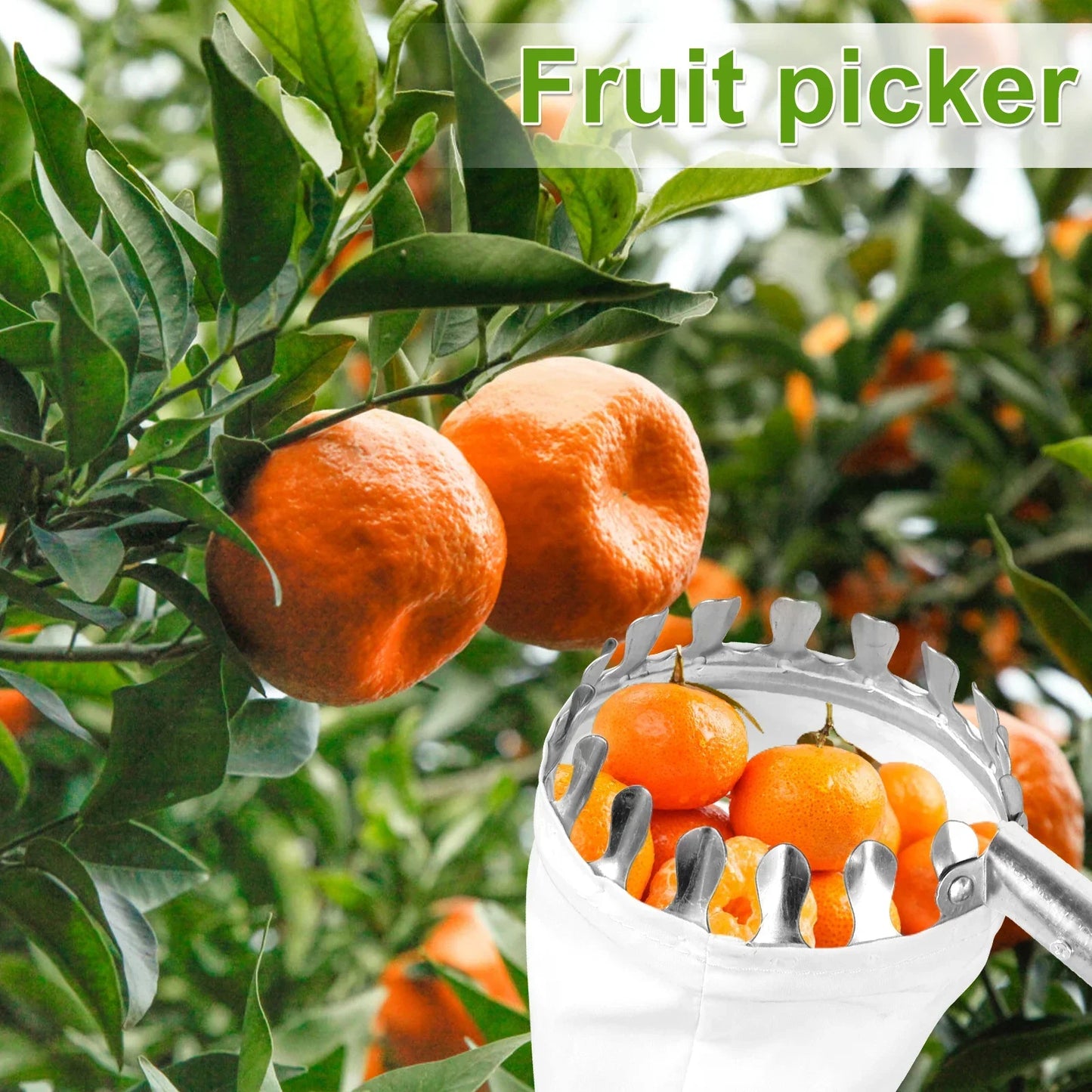 New Fruit Picker Fruit Picking Tool with Storage Bag Stainless Steel Orange Picker Tool