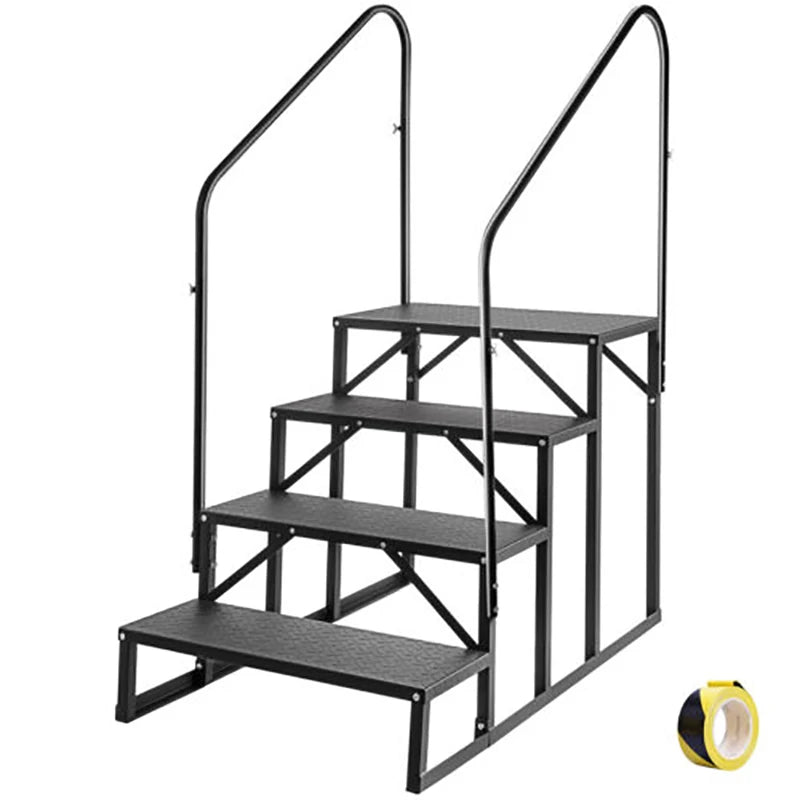 RV Steps 4/5-Step RV Stairs 660LBS with 2 Handrail Steel Mobile Stairs