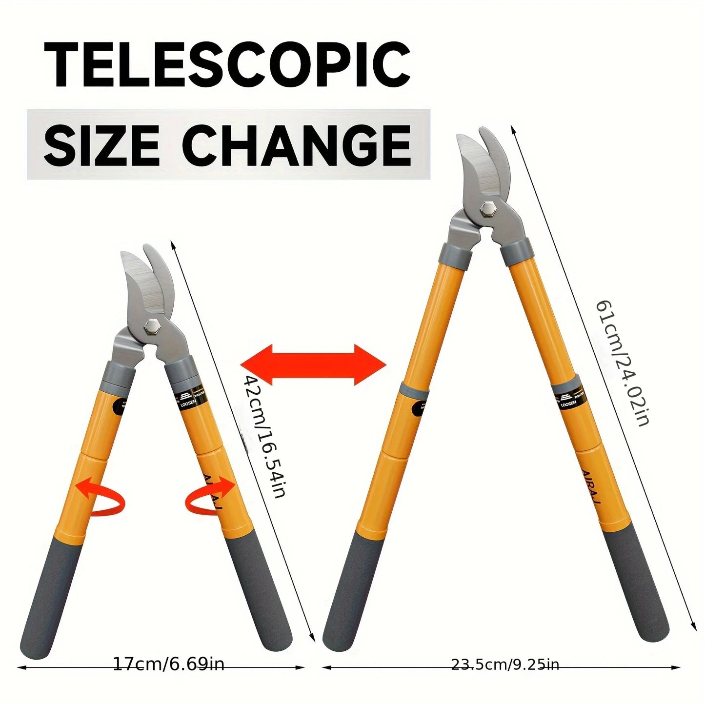 Hedge Shears, Pruning Shears with Telescopic Handles,Extendable Heavy-Duty Branch Cutters