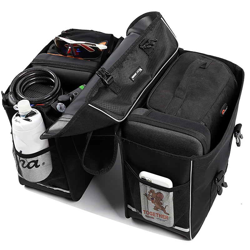 WEST BIKING Bicycle Bag 28L Multifunctional Saddle Bag Waterproof MTB Bike Rack Bag Travel 2 In 1 Big Capacity Bicycle Rear Bag
