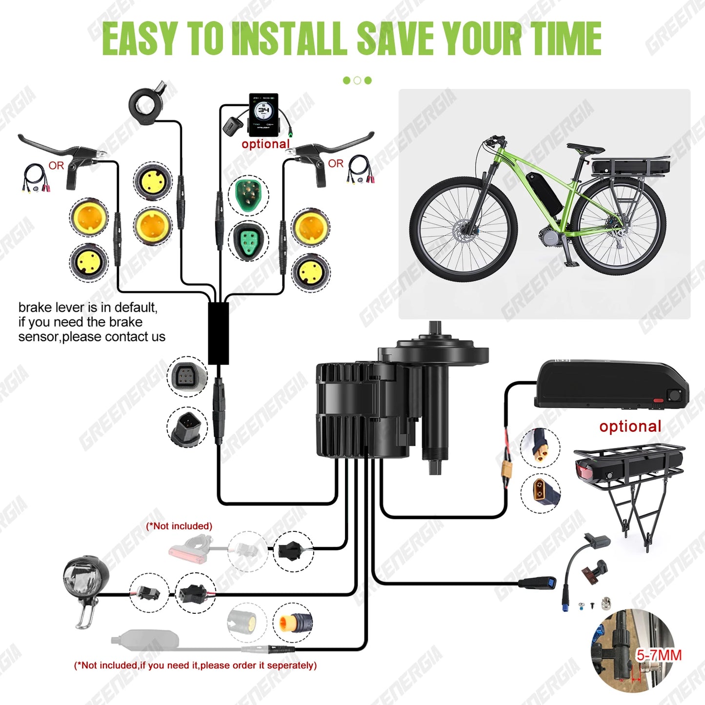 Bafang 750W 48V Kit Mid Drive Motor BBS02 BBS02B Electric Bicycle eBike Conversion Kit Powerful Central e-Bike Engine 68mm 100mm
