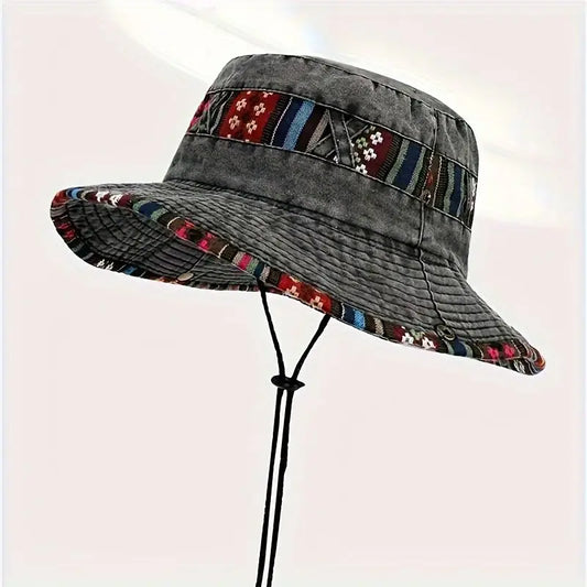 Personality Ethnic Style Western Cowboy Hat Spring Summer Hiking Hat for Men Outdoor Casual Large Brim Fishing Shade