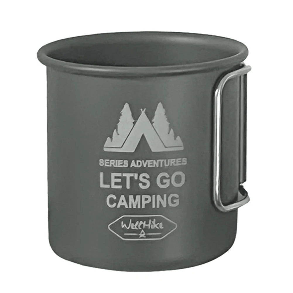 Lightweight 300ML Aluminum Alloy Camping Water Cup with Foldable Handle for Hiking and Outdoor Travel